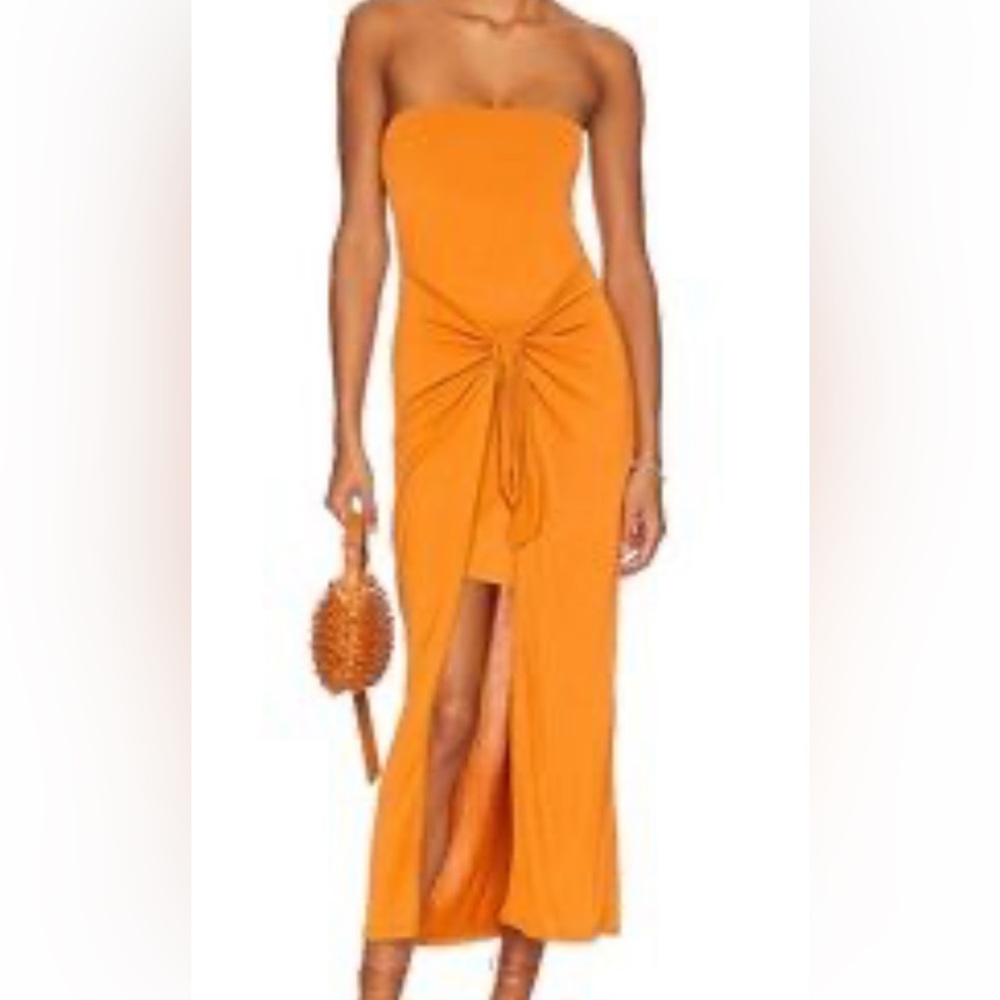 l*space One-Shoulder Orange Twist-Front Maxi Dress